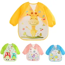 Детские нагрудники с рисунками животных; одежда из водонепроницаемого материала с длинными рукавами; Детский фартук; нагрудник для кормления; тканевые вещи