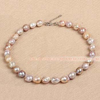 

Classic Style Simple Natural B Grade Pink Purple Nuclear Pearl Necklace With Adjustable Chain For Women