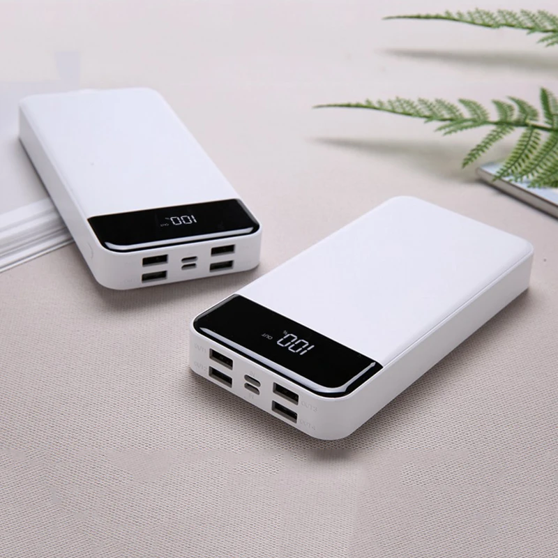 

30000mAh 4USB mobile power LCD digital display charging treasure Type-C mobile power External Battery Pack For iPhone X For OPPO