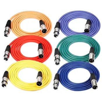 

6 Pieces 6.5 Feet / 2m Cable for Microphone XLR Male to XLR Female Skin Rubber Snake Cord Balance of 6 Colors (Green Blue Purp