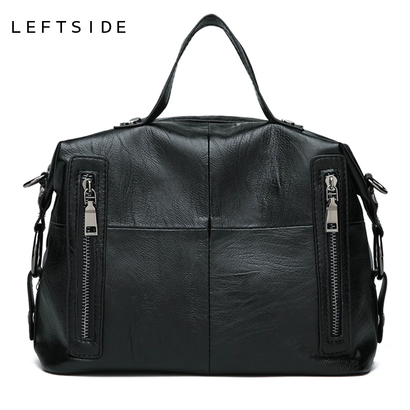 

LEFTSIDE New Vintage Leather Handbag For Women 2018 Large Capacity Shoulder Bag Female Luxury Big Handbags Tote Crossbody Bags