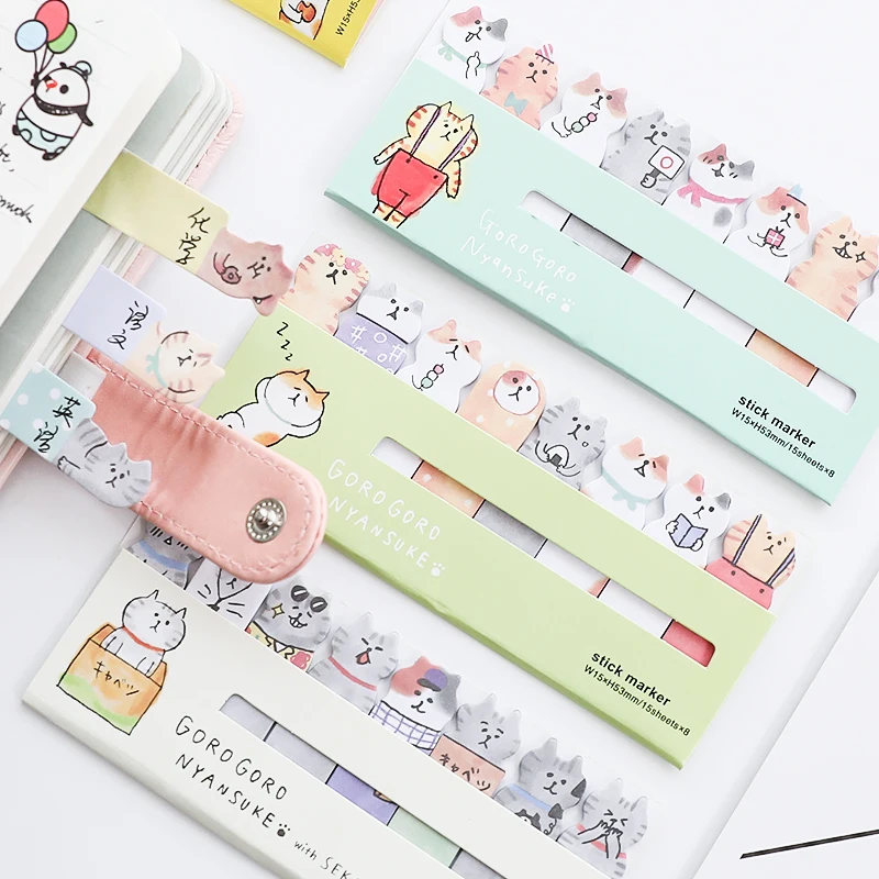 4 шт. Kawaii cat memo pad Cute kitties stick marker Мультяшные наклейки на почту планировщик