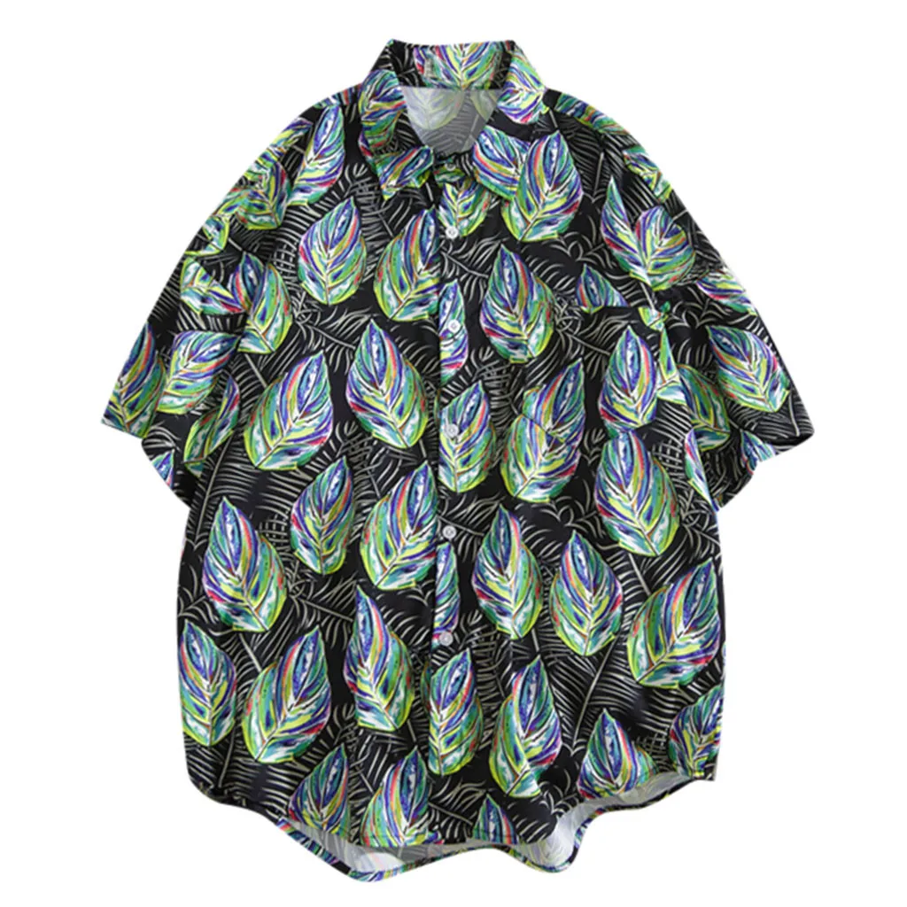 Мужские летние новые модные рубашки baju pria с коротким рукавом, Пляжная рубашка, топы, Свободная Повседневная блузка, мужская рубашка с коротким рукавом