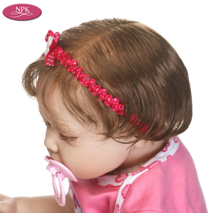 NPK 55CM SIlicone Reborn Baby Doll Girl 22 inch Soft Cloth Body Handmade Lifelike Newborn Sleeping Pink Princess Doll Soft Toys (1)