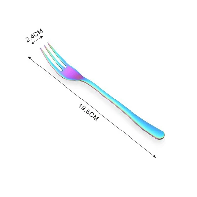 304, нержавеющая сталь, корейский стиль, яркие, для салата, десерта, вилка с длинной ручкой, золото, синий цвет, вилка для отеля, вечерние - Цвет: Colorful