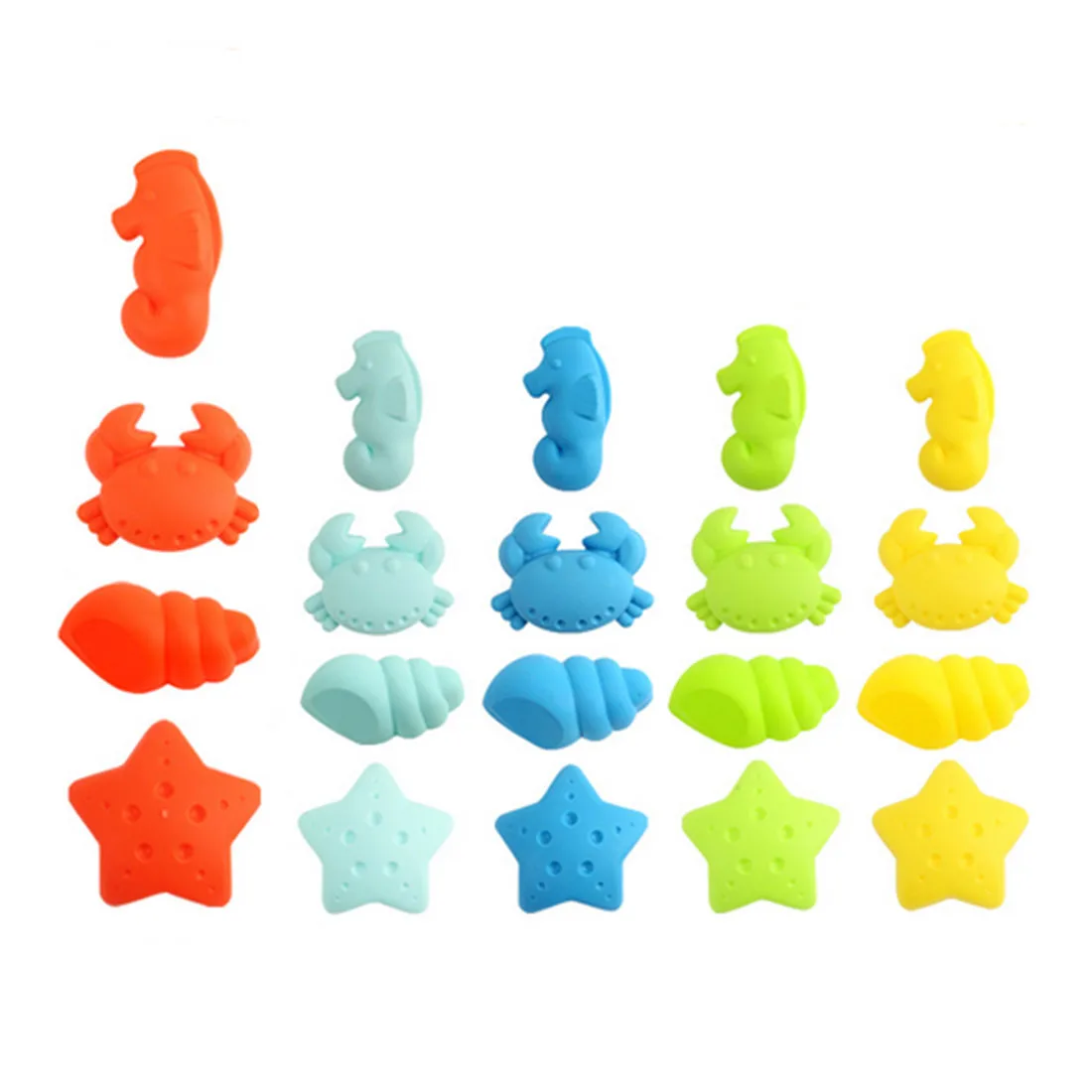 

4-In-1 Soft Rubber Sandbeach Toy Set Outdoor Beach Sanding Toy Animal Mold Toy - Random Color
