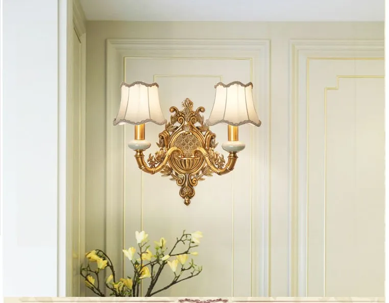 Free Shipping European Brass Wall Lamp Bronze Color Wall Sconce for Hotel With Fabric Shade Modern Copper Wall lamp Lustre Free Shipping European Brass Wall Lamp Bronze Color Wall Sconce for Hotel With Fabric Shade Modern Copper Wall lamp Lustre