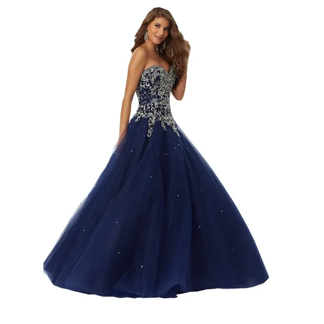 Navy Blue Ball Gown Prom Dress