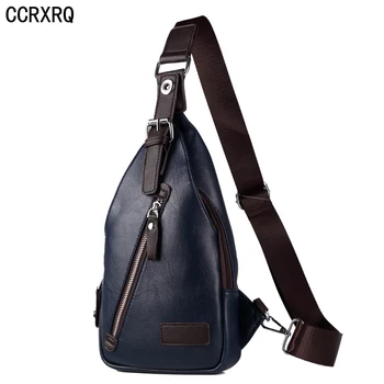 

CCRXRQ Brand Leather Men's Messenger Bags Fashion Travel Chest Bags Anti Theft Magnetic Buckle Crossbody Bag Single Shoulder Bag