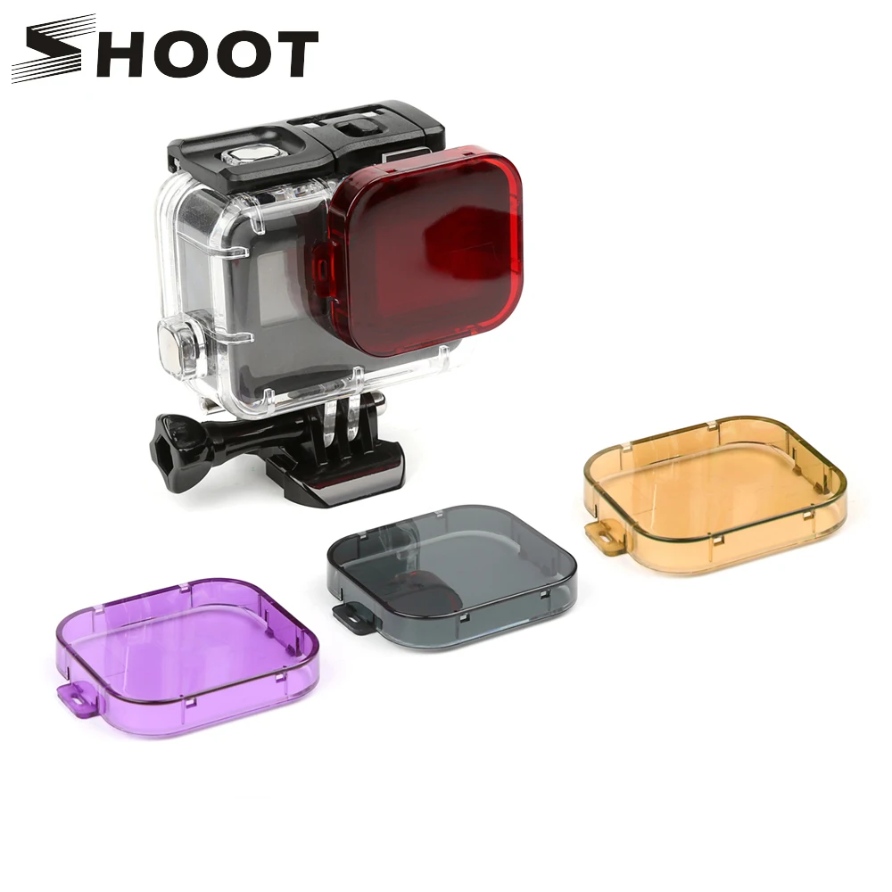 اطلاق النار الغوص مرشح لل GoPro بطل 7 6 5 أسود للماء حالة الأصفر الأرجواني الأحمر عدسة تصفية ل الذهاب برو 7 6 5 ملحقات الكاميرا