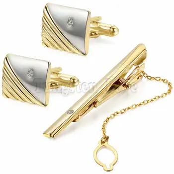 

Luxury Men Plating Metal Necktie Tie Bar Clasp Tie Clip with Rhinestone Fashion Simple Gift Cuff Links for Wedding Silver Color