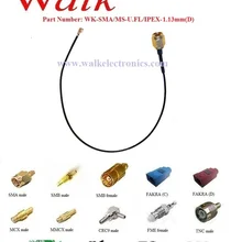 Сборка кабеля rf: SMA мужской прямо к U. FL/ipex женского правый угол с 1.13 мм(d) кабель