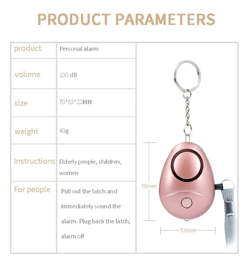 Самообороны сигнализации 120dB яйцо Форма девушка Для женщин защиты безопасности предупреждение личной безопасности крик громкий брелок аварийного Алар Сигнализация безопасности брелок сигнализации брелок сирена