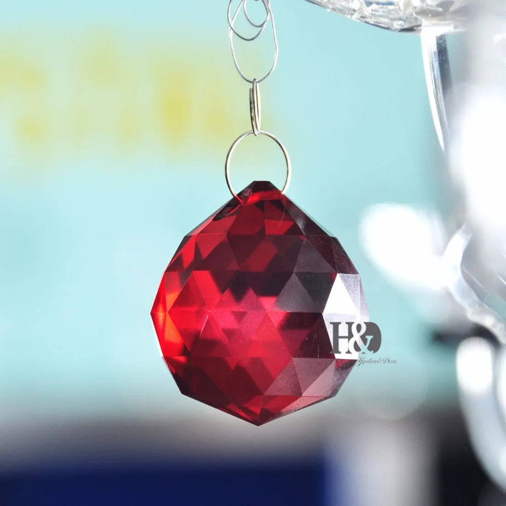 H& D красный 40 мм Хрустальный граненый шар подвеска Стеклянная Люстра хрустальные детали подвесное освещение шар солнцезащитный шар свадебное украшение для дома