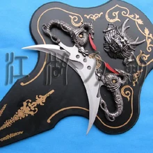 S0043 миниатюрный двойной нож «дракон» меч с настенной табличкой 10," каждый