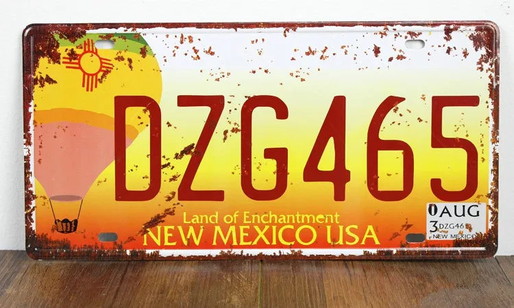 

XDCP-027 Vintage license plate "DZG465 NEW MEXICO USA"Metal signs home decor Office Restaurant Bar Metal Painting art 15x30CM