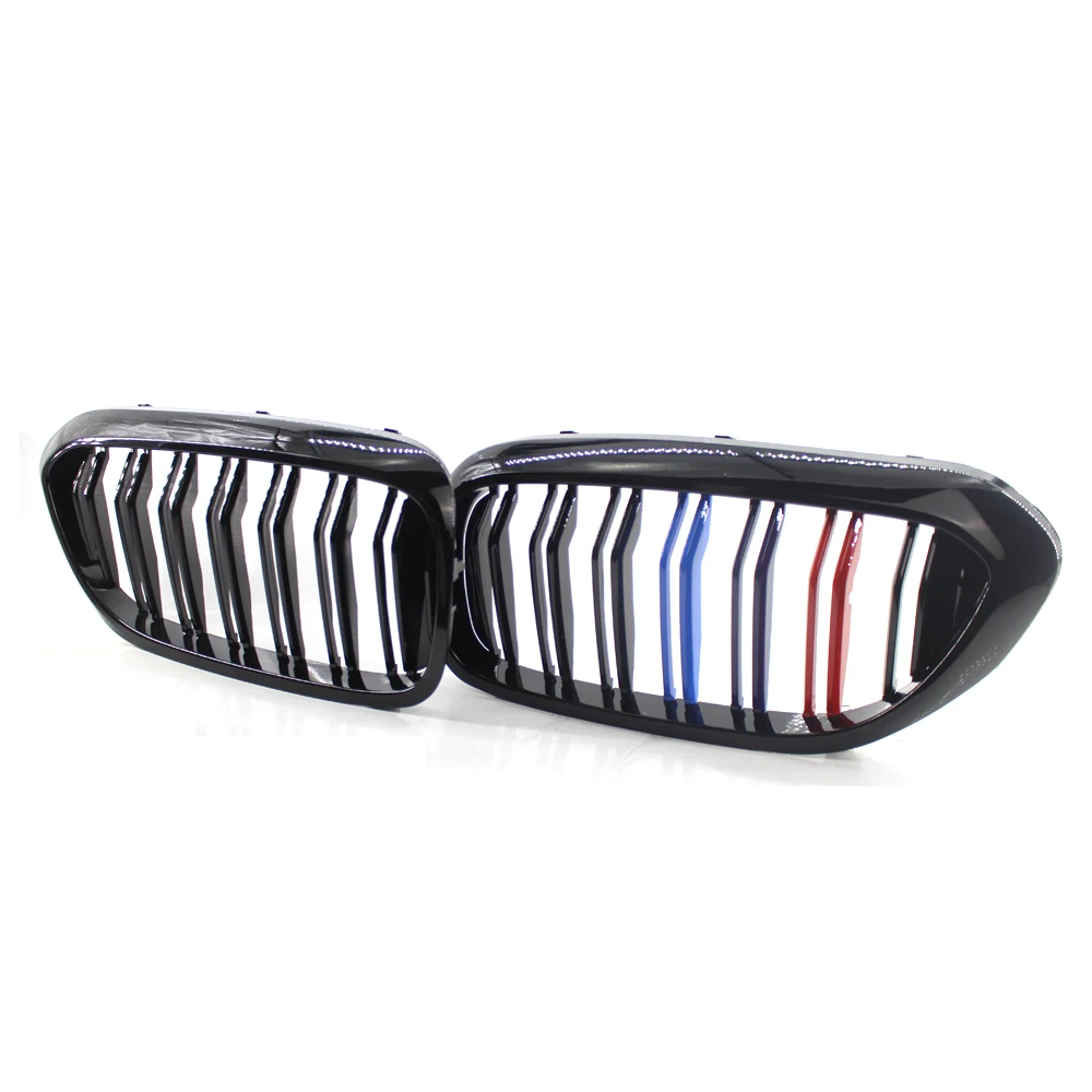 

For BMW 5 Series G30 G38 2018 Gloss Black M Color Front Kidney Double Slat Line Car Grill Grille Car-styling