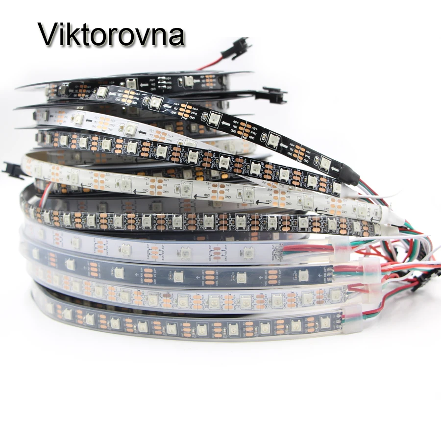 DC5V WS2812B WS2812 светодиодные полосы пикселей 30/60/144 светодиодов/m Smart led пиксель Лента
