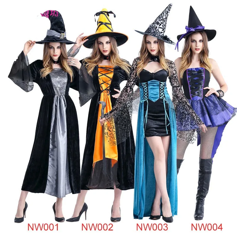 Чулки! костюм на Хэллоуин готическое платье + шляпа для женщин 5 фигурок ведьмы Униформа Карнавальная одежда Бесплатная доставка