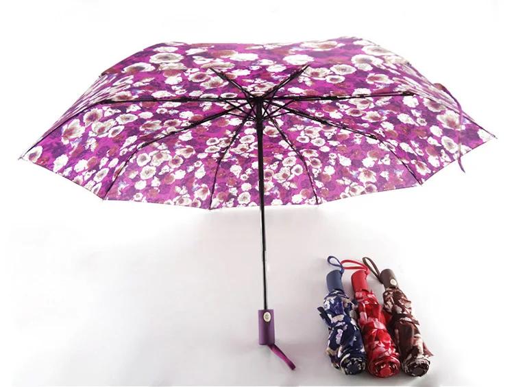 Картина маслом зонтик дождь женский Автоматический складной компактный дорожный узор Солнечный зонтик ветрозащитный женский зонтик