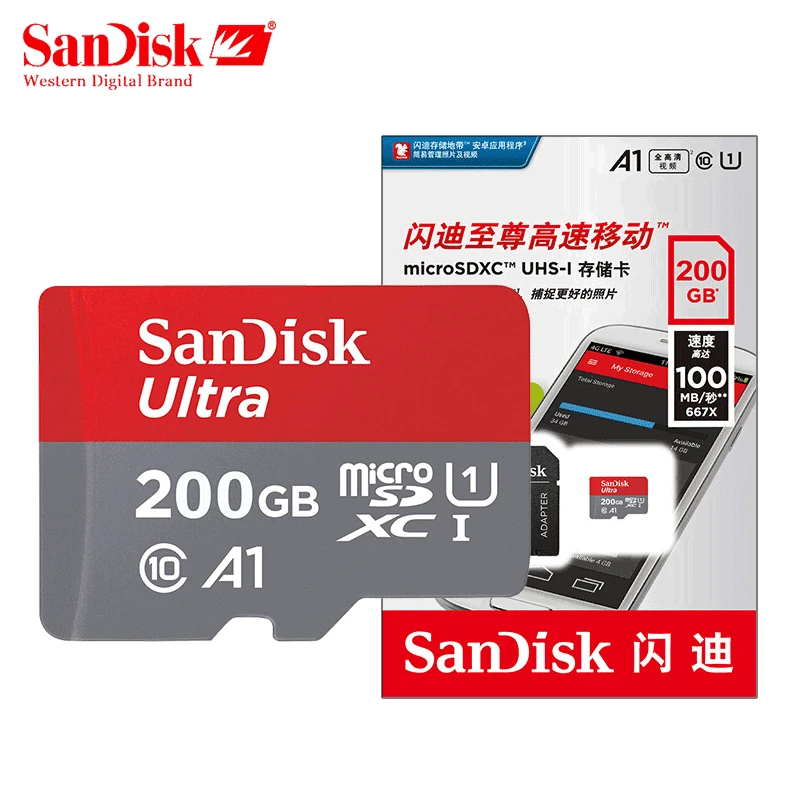 Sandisk micro sd 200 ГБ 128 ГБ 64 ГБ 32 ГБ 16 ГБ 98 МБ/с. TF USB флэш-карты памяти 256 ГБ/95 МБ/с. Class10 продукт