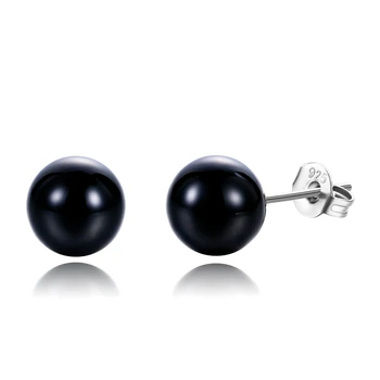 

Ladies Stud Earrings 925 Silver Jewelry Pearl Green Jasper Black Agate Fashion Wedding Party Gifts