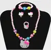 1set Baby Girls Imitation Pearls princess Beads Kitty Cat Cute Necklace Bracelets Kids Children Jewelry Party Xmas gift ► Photo 3/3