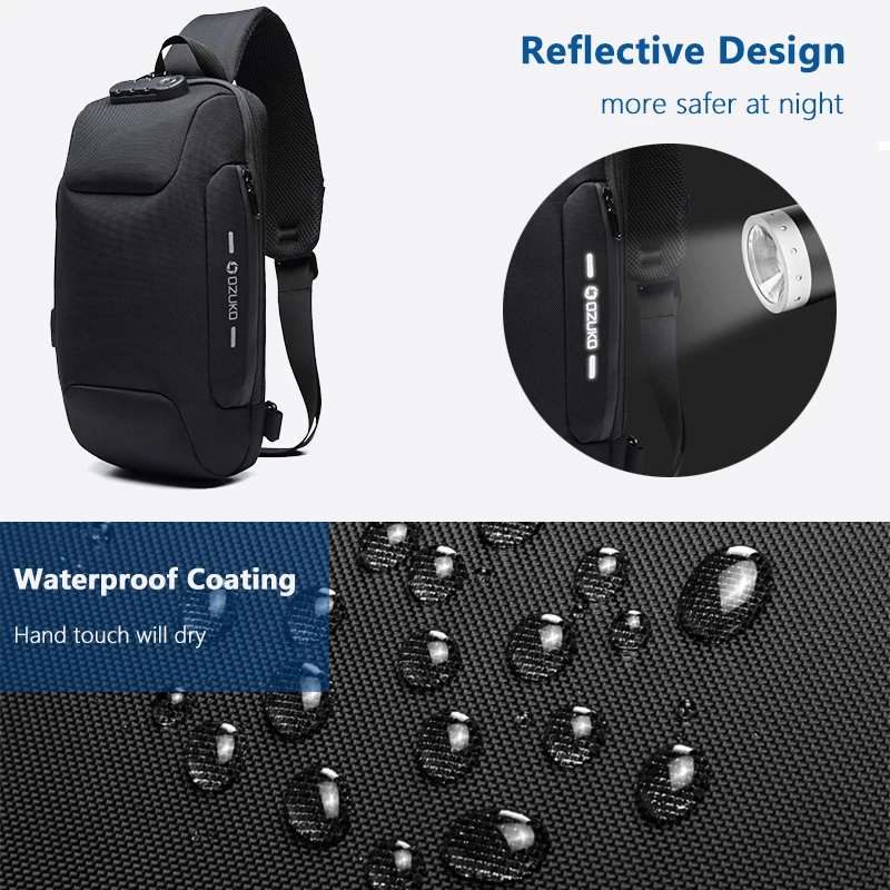OZUKO 2019 الرجال الصدر أكياس حزمة USB شحن مكافحة سرقة حقائب كتف متنقلة الذكور للماء Crossbody السفر حقيبة ل مراهق OZUKO 2019 الرجال الصدر أكياس حزمة USB شحن مكافحة سرقة حقائب كتف متنقلة الذكور للماء Crossbody السفر حقيبة ل مراهق