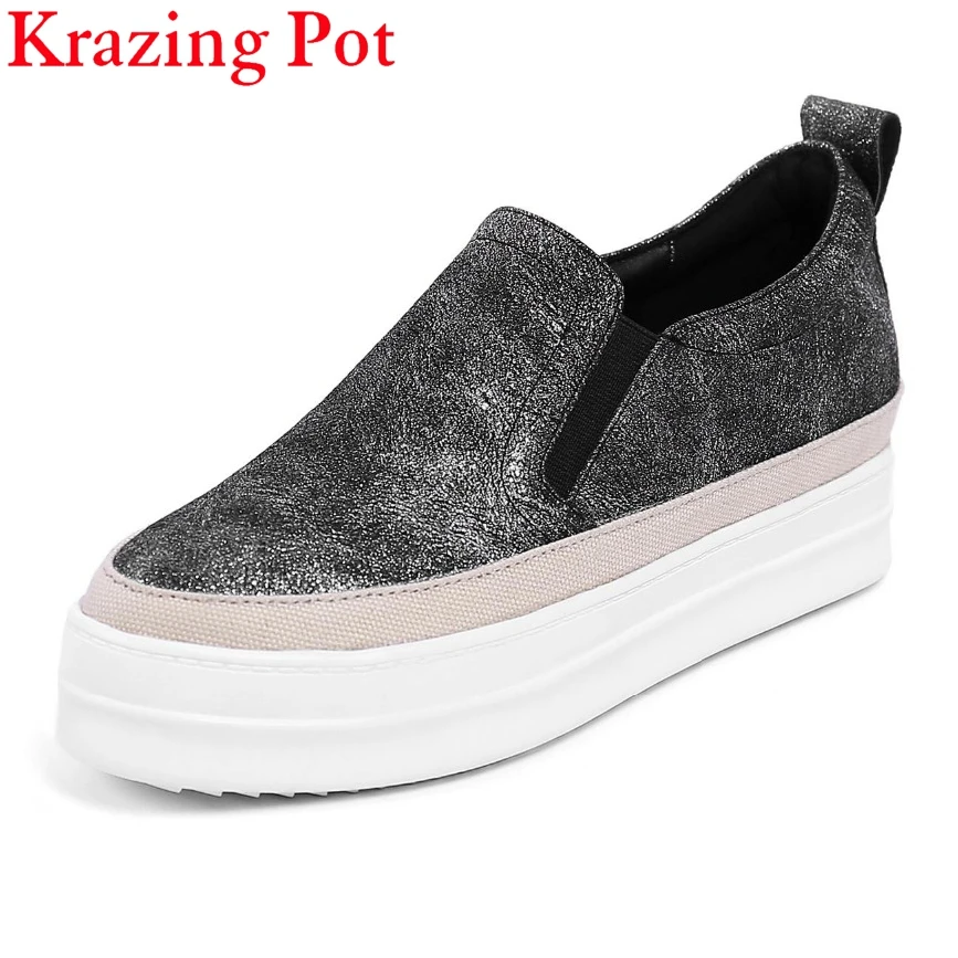 

2018 Fashion Superstar Slip on Round Toe Increased Platform Sneaker Loafer Casual Shoes Runway Elegant Women Vulcanized Shoe L99