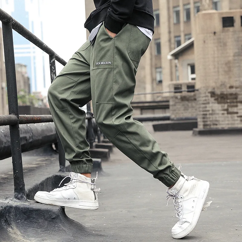

2019 spring new casual pants men's Japanese loose large size stretch men's casual pants elastic beam feet men's casual trousers