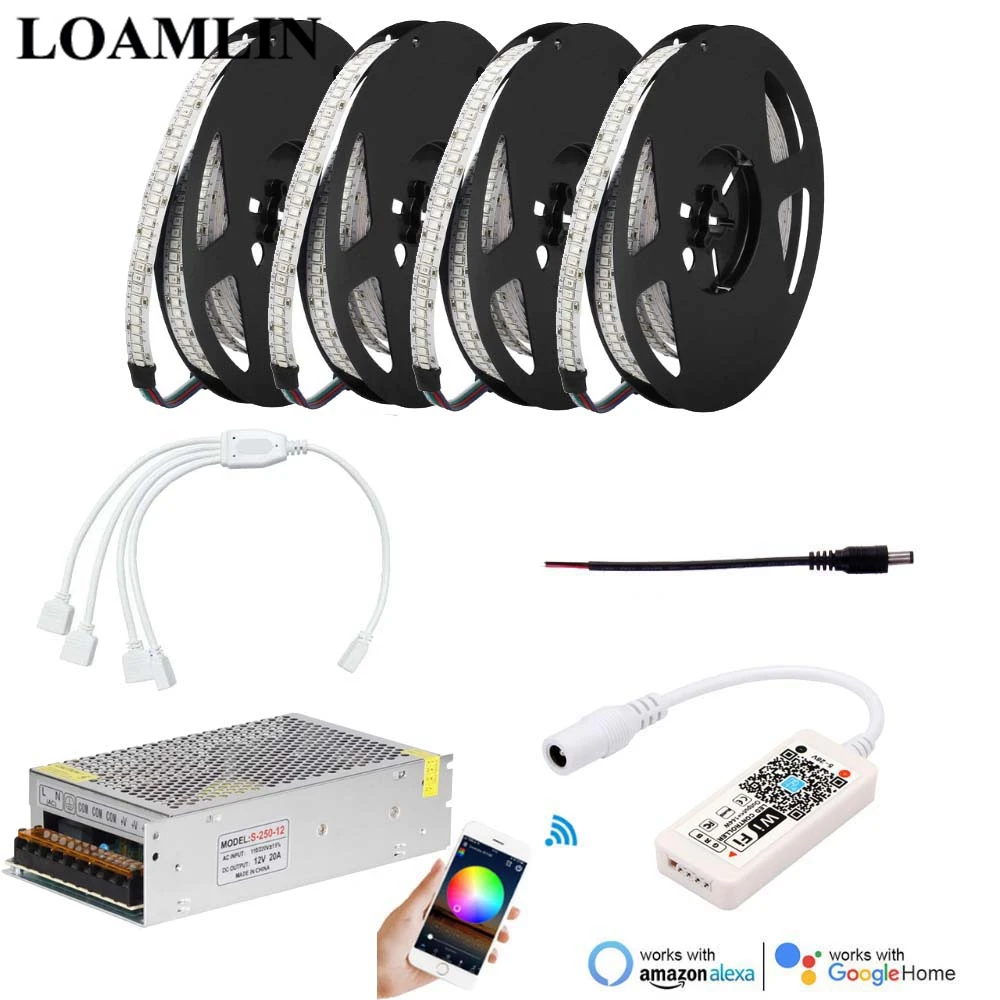 

5m 10m 15m 20m RGB Led Strip 2835SMD 234Leds/m With Magic Home WIFI RGB Led Controller DC12V Led Power Supply Kit