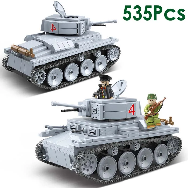 

535Pcs Military Series World War WWW2 Germany LT-38 Light Tank Model PZ.38(t) Building Blocks Toys For Children Christmas Gifts