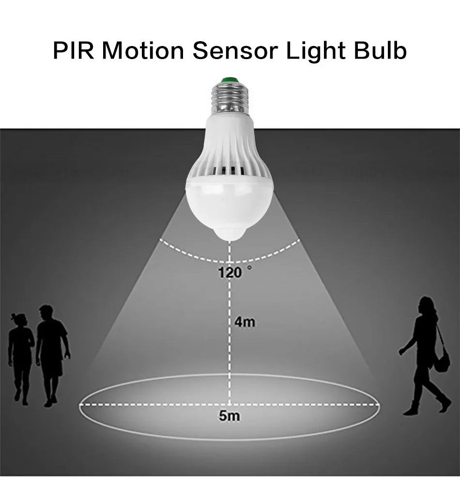 Светодиодная лампа с датчиком движения, умная ПИР лампа 110 В 220 В E27, автоматический звуковой светильник, радар, инфракрасная лампа для тела 3 Вт 5 Вт 7 Вт 9 Вт 12 Вт, домашний декор