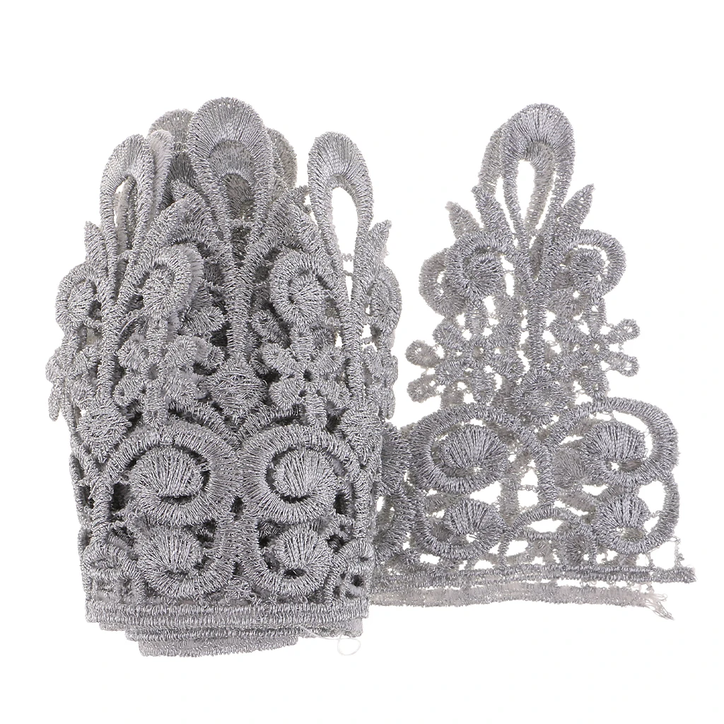 1 Yard Crown Metallic Embroidered Lace Trim Ribbon Wedding Appliques DIY Sewing Craft 