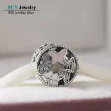 2016 Calado Primavera Libélula Joyería de Esmalte Granos Del Encanto de Plata de Ley 925 CZ Flor de Bolas de Ajuste Pulsera Pandora BRICOLAJE haciendo