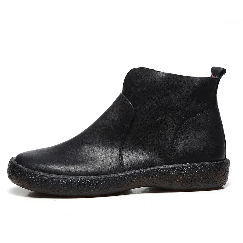 

CHAISHOU woman boots autumn and wintergen leather boots plus size ankle boots for women cowhide boots zapatos muje