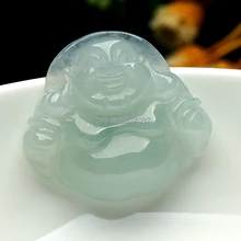 Натуральный ледяной вид Нефритового Будды кулон с подлинным восковой Maitreya Бирма нефритовый смех бу