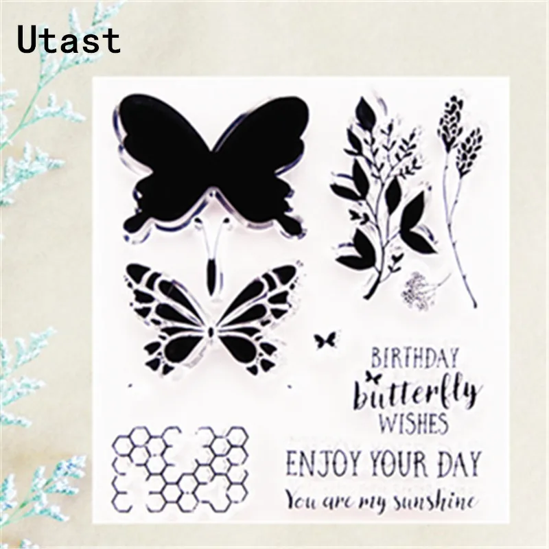 

Birthday Butterfly Clear Silicone Stamps /Transparent Rubber Stamp for DIY Scrapbooking /Photo Album Decorative Craft Making
