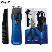Professional Electric Rechargeable Hair Clipper for Men Blue Color Trimmer Attachment Comb Haircuting Machine Tool Adult or baby
