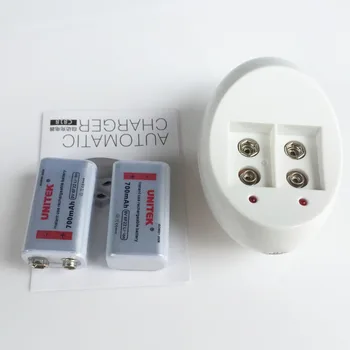 

2pcs 6F22 9V rechargeable battery 700mAh lithium ion cell + charger for wireless microphone multimeter replace 9v ni-mh series