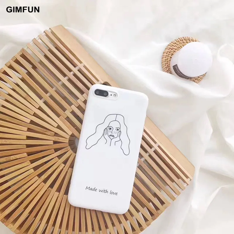 

Gimfun Sweet Art Girls Phone Case Fresh Soft Tpu Silicone Case for Iphone x 7 7plus 6/6s 6plus 8 Case Back Cover Girl IMD Case