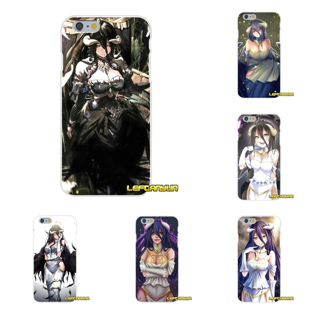 

For iPhone X 4 4S 5 5S 5C SE 6 6S 7 8 Plus sexy anime girl Overlord Albedo Accessories Phone Cases Covers