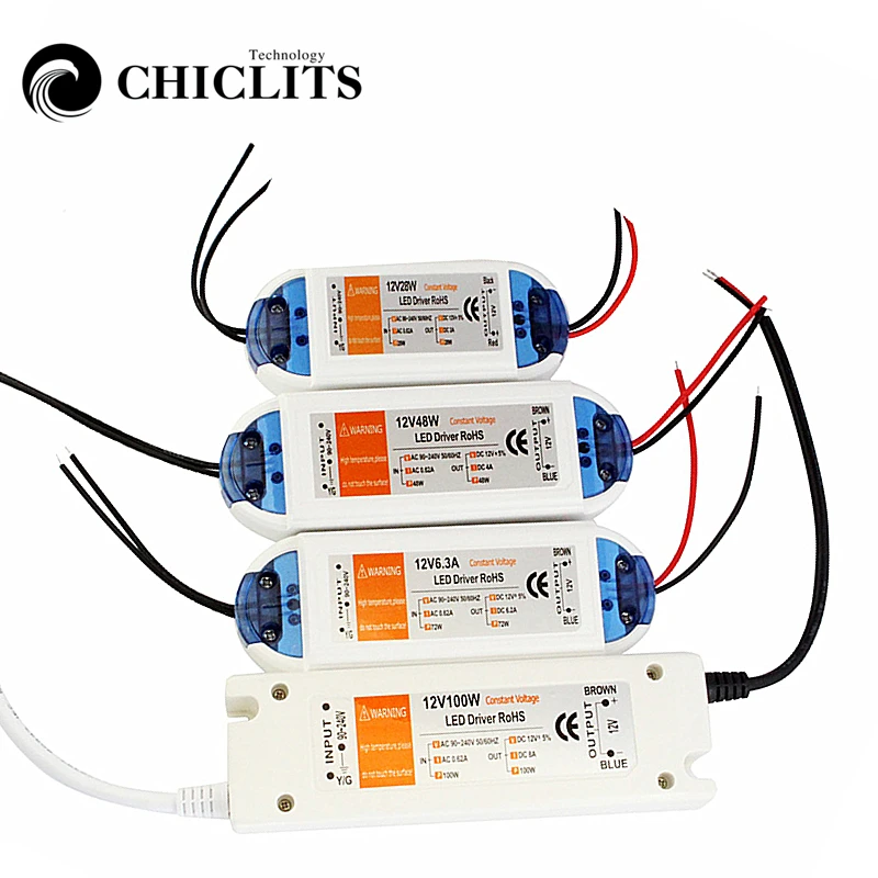 

DC12V Power Supply LED Driver Lighting Transformer Adapter 18W 28W 48W 72W 90-240V to 12V for LED Strip CCTV TV