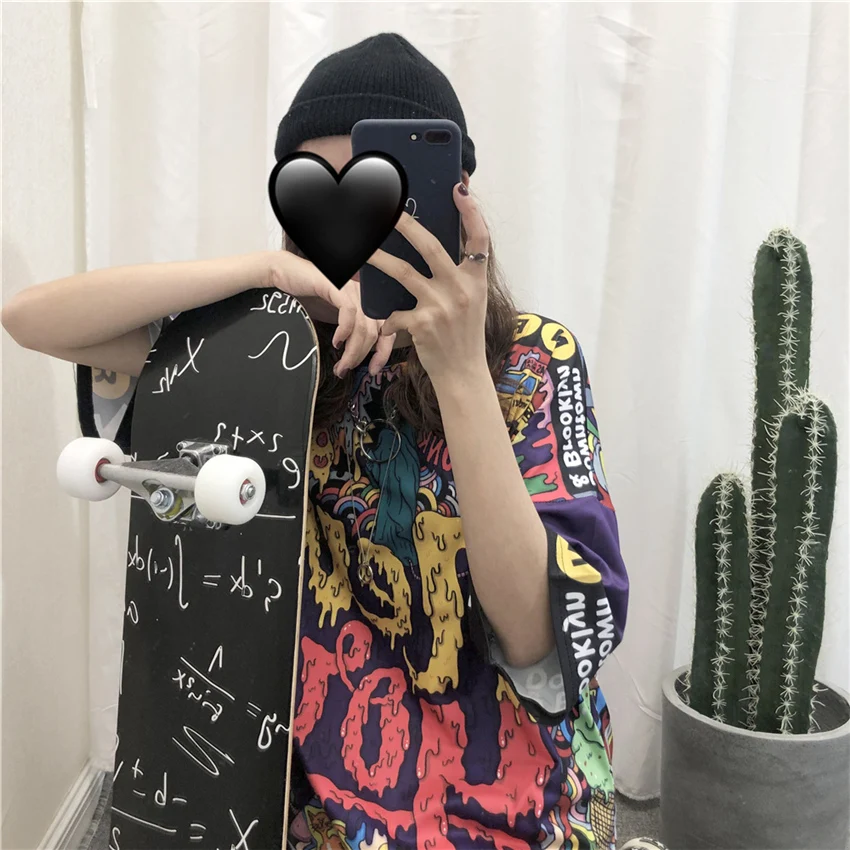 2019 الصيف أزياء تي شيرت اللباس النساء قميص اللباس فضفاض المتناثرة عارضة الكتابة على الجدران طباعة تيز الهيب هوب الشارع الشهير التي شيرت فاسق 2019 الصيف أزياء تي شيرت اللباس النساء قميص اللباس فضفاض المتناثرة عارضة الكتابة على الجدران طباعة تيز الهيب هوب الشارع الشهير التي شيرت فاسق