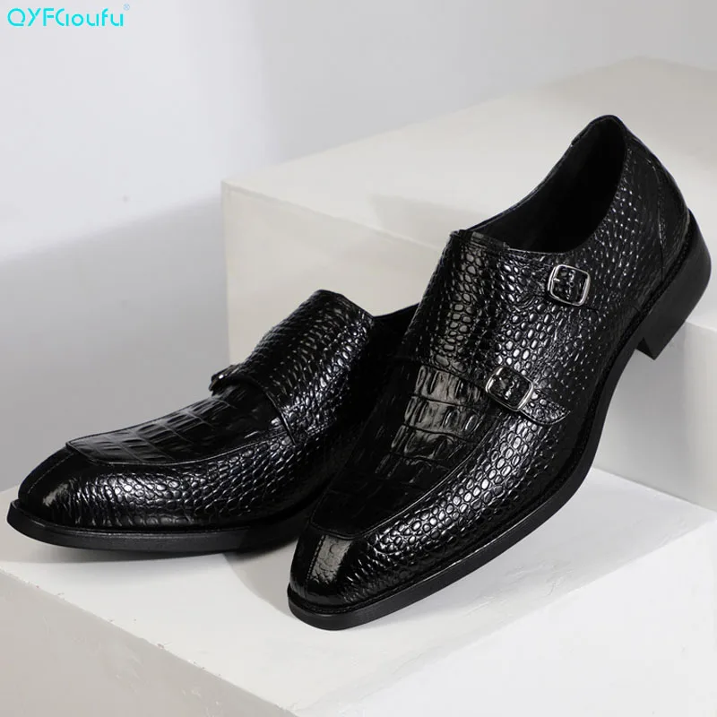 

Men Dress Shoes Adult Crocodile Wedding Fashion Office Social Elegant Business Formal Double Monk Strap Shoes US 11.5