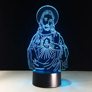 

Jesus Model 7 Color LED 3D Night Light Optical Illusio Luminarias 3D Lamp Touch Remote Thanksgiving Day G