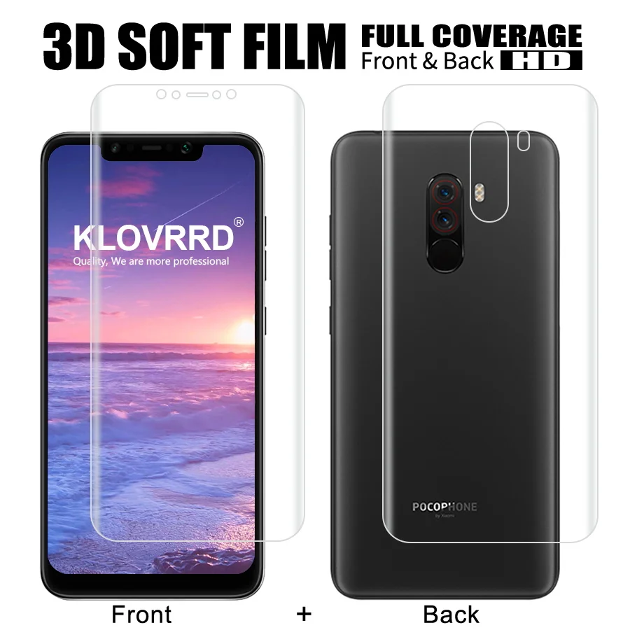 

Front + Back Soft Film For Xiaomi Mi Pocophone F1 Screen Full Cover Protector For Poco Phone F1 Silicone Hydrogel Sticker