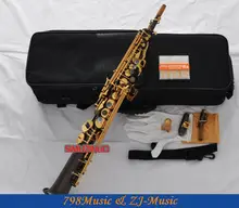 Black Nickel Straight Soprano Saxophone Sax High F# G With Case 10 Reeds