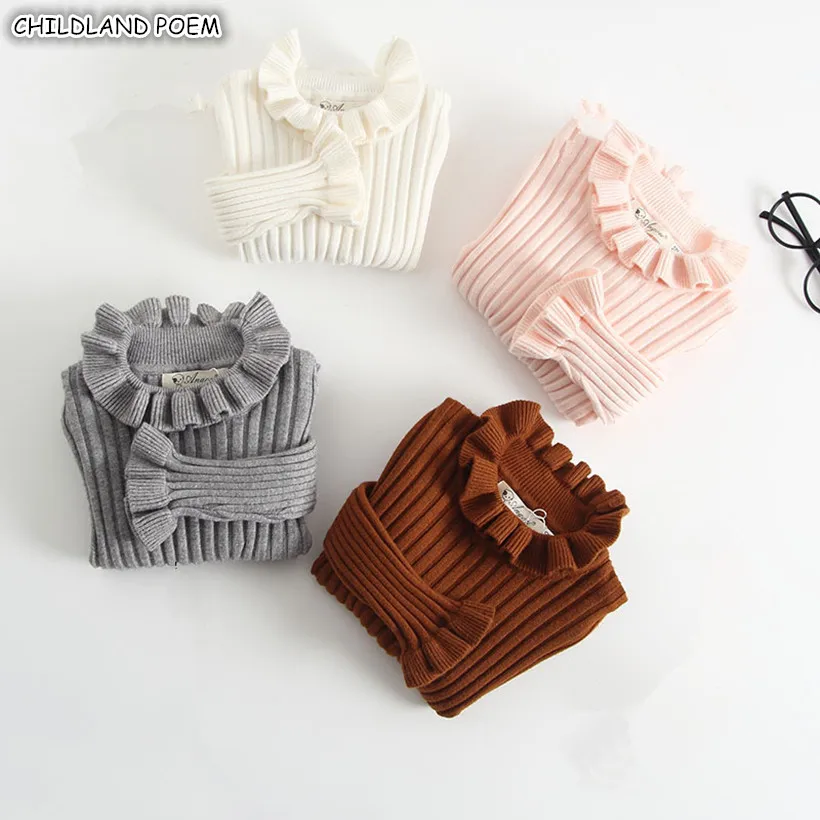 

Baby Sweater Autumn Winter Baby Girls Sweaters Ruffle Kids Basic Sweater Woolen Infant Toddler Girls Cardigan Girls Pullover