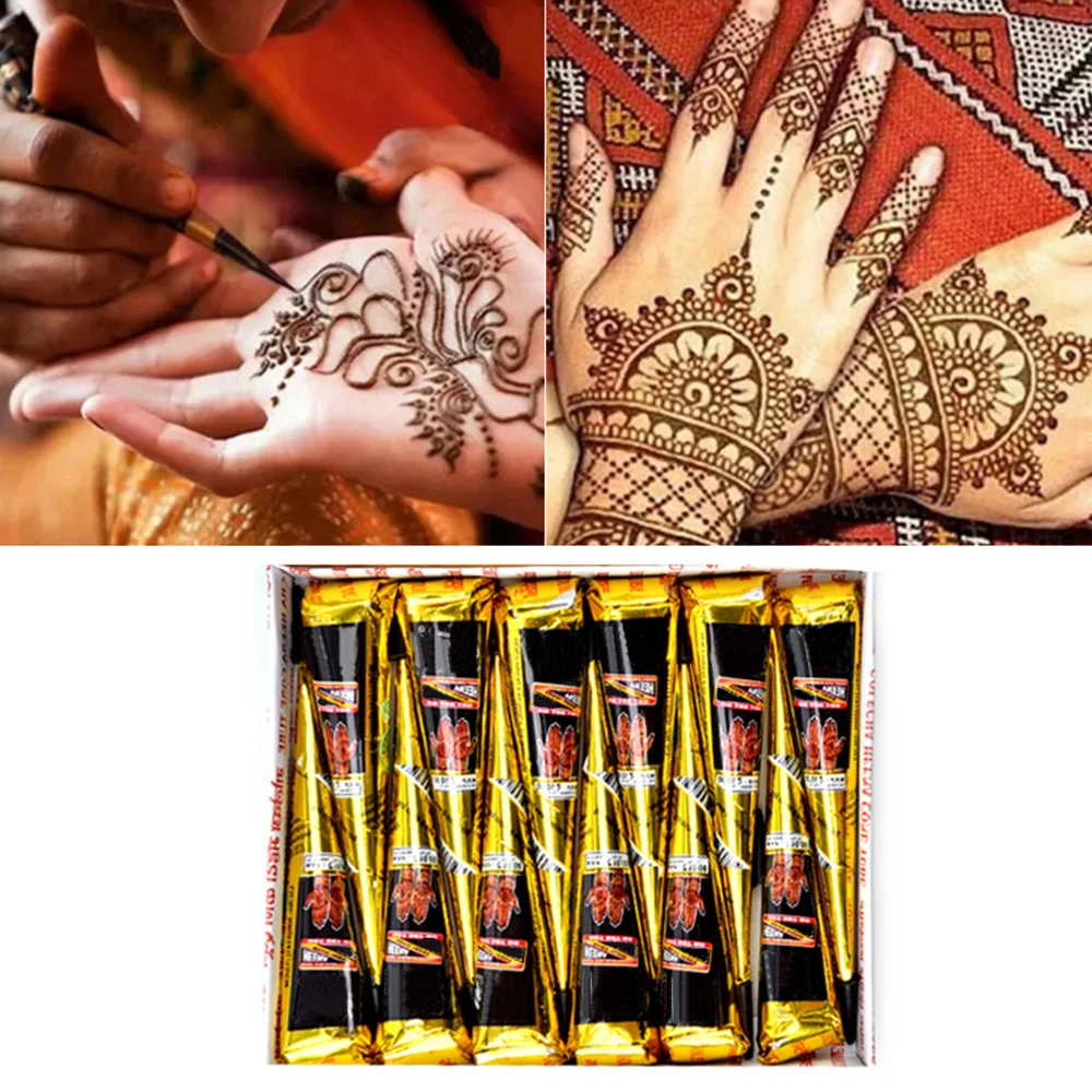 Женская водонепроницаемая временная татуировка, модная хная паста Mehndi, конус, безопасная индийская хна паста, боди-арт, краска для макияжа, инструменты для творчества